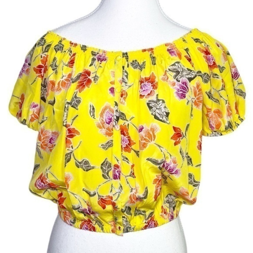 Joie Silk Off the Shoulder Yellow Floral Blouse